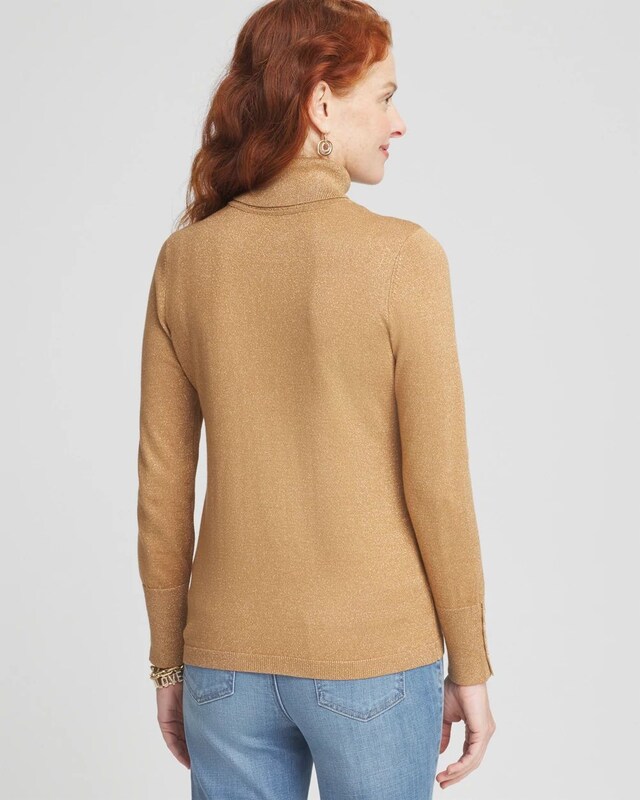 Camel Shimmer Turtleneck Sweater - image 3